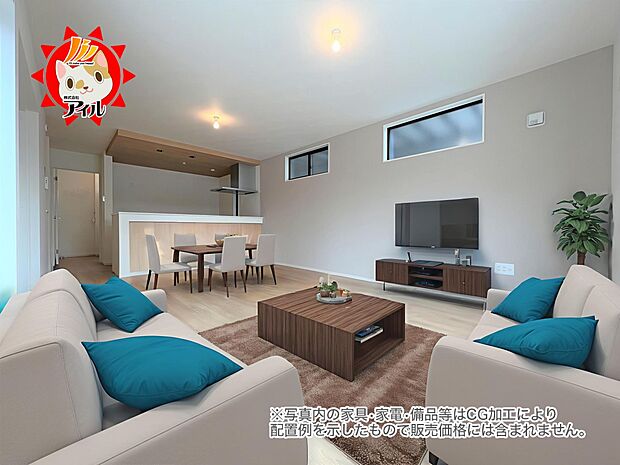 自然と家族が集うリビング階段仕様　2階に位置した明るい空間に仕上がります(3号棟同仕様)