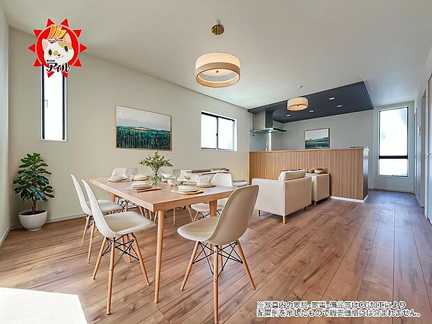 18.1帖のリビングルーム　南向き、2面採光の明るい居室です