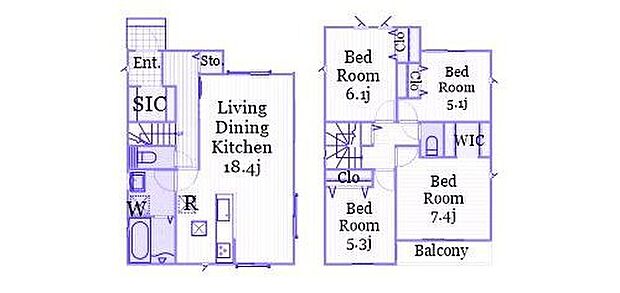 （4号棟）価格： 5790万円、間取り： 4LDK、土地面積： 101.29m2、建物面積： 101.85m2　／　シューズインクローク、ウォークインクローゼット　水回り集中し家事動線良好