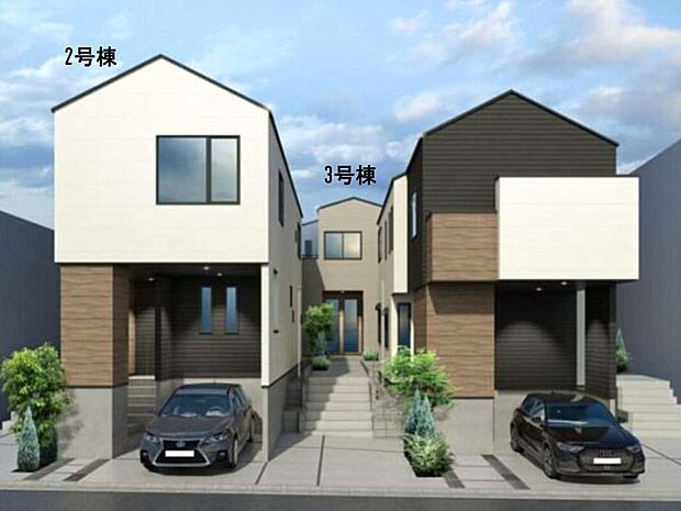 建物の凹凸を利用し、面ごとに色や素材を張り分けています。立体感が強調され、奥行きのある仕上がりになっています。