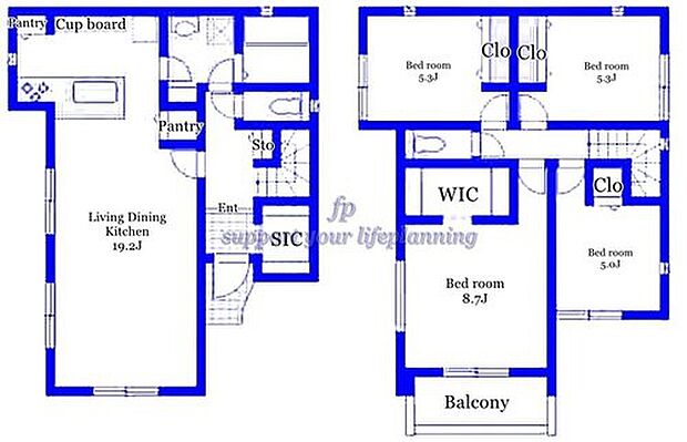 価格： 7790万円、間取り： 4LDK、土地面積： 107.54m2、建物面積： 107.44m2　／　シューズインクローク　ウォークインクローゼット　パントリー　リビング収納　南面バルコニー