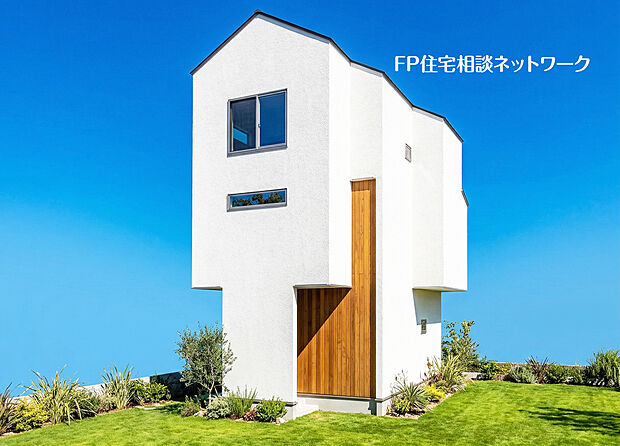 白を基調にしたシンプルな外観。アクセントカラーで外壁を分けることでモダンな雰囲気に。完成予想図はAIで作成している為、色等は実際の建物と異なる可能性があります。