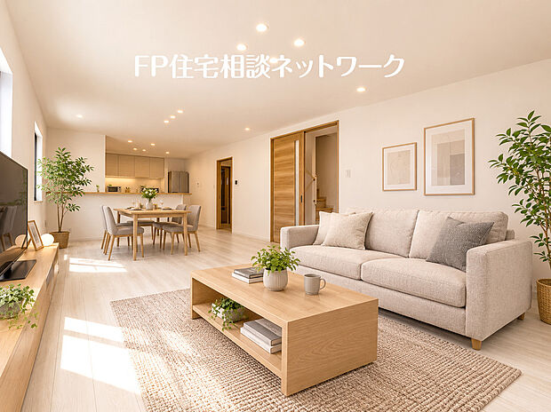 リビング～本画像はAIがCGで家具作成しており、実際の現地に家具は設置されておりません。また、販売価格に家具等は含まれておりません。（1号棟）
