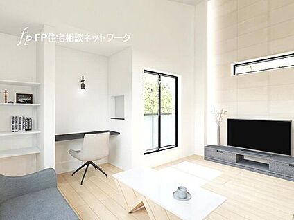 <1号棟>リビング内観パース