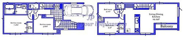 【2LDK+2S】南面バルコニー　2階リビング　備付けカウンター　シューズインクローク　ビルトインガレージ