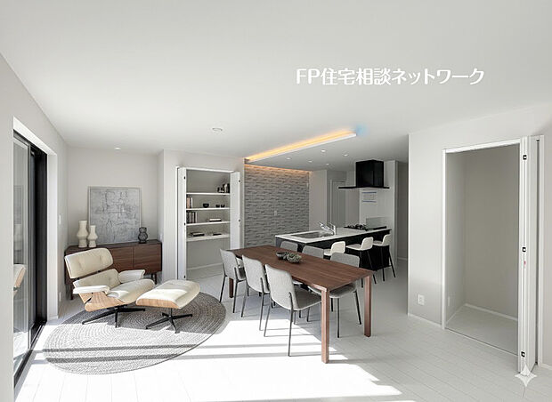 【リビング】本画像はAIがCGで家具作成しており、実際の現地に家具は設置されておりません。また、販売価格に家具等は含まれておりません。