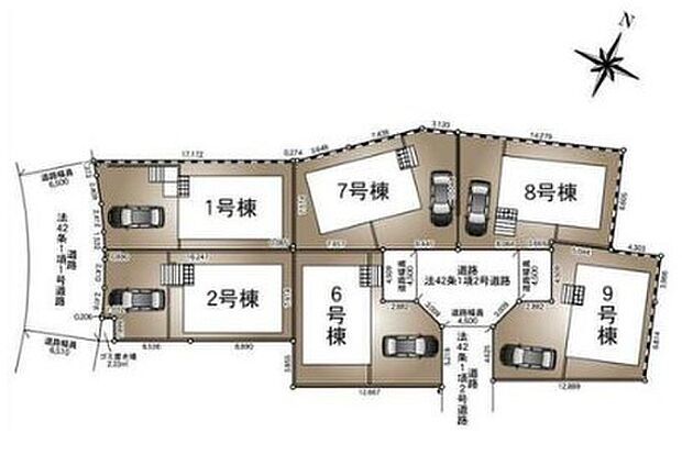 【全体区画図】全6棟(総戸数:全10棟)の新築分譲住宅が誕生。