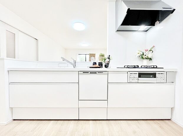 システムキッチンはシンプルでスッキリした飽きの来ないデザインなので永く使えそう！