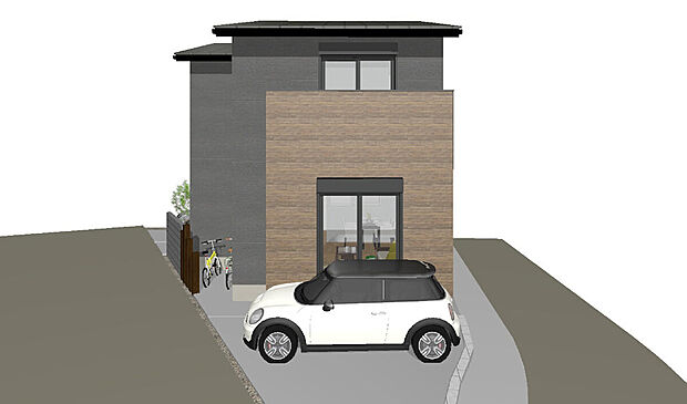 ゼロホーム注文建築プラン例で建てた場合の完成イメージ(※掲載の外観完成予想CGは、図面を基に描き起こしたもので実際とは多少異なります。)