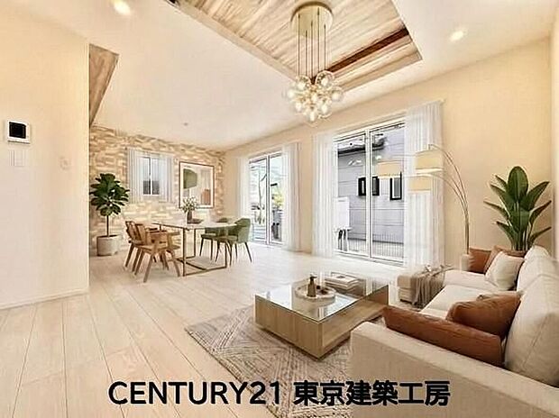 【家具はCGにてレイアウト】◇大きな窓のあるリビングは、陽光あふれる明るい空間です。居心地良く、ご家族皆がゆったり寛げる憩いの空間となりそうです。
