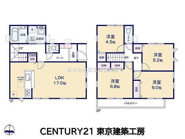 ゆとりある4LDKの住まい。
パントリーと全居室収納を備え、家族みんながすっきり快適に暮らせます。