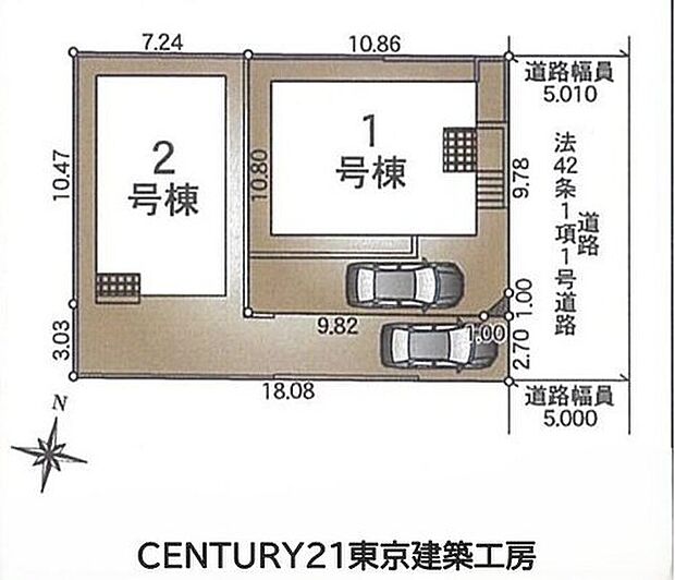 【区画図】駐車スペースもしっかり確保され、ゆとりある暮らしを叶える区画です。
