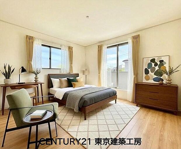 【同形状・同仕様写真(その他内観)】【同仕様：家具はCGにてレイアウト】
◇たくさんの陽が入ります♪どんな家具にでも合いやすいナチュラル色のフローリング。飽きのこない快適な空間になります。