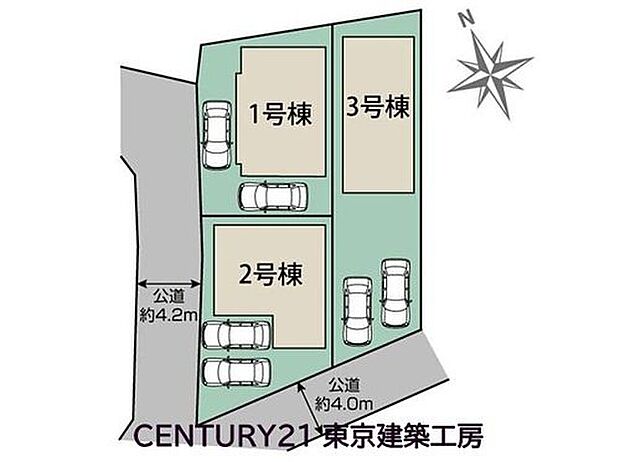 【区画図】カースペース2台分あり！空いたスペースは駐輪場としてもお使いいただけます♪