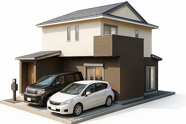 【【完成イメージパース / 3号地　外観】】（色味や材質、オプション仕様など実際とは異なる場合がございます。）