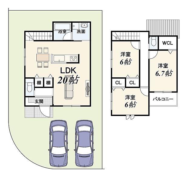 【新築参考プランB】建物価格1700万円/建物面積92.34ｍ2