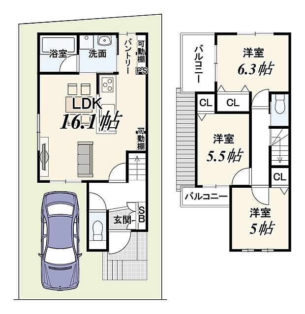 【新築参考プラン】【建物価格1710万円/建物面積77.36m2】自由設計の為、まどりの変更可能です!お客様のご要望をお聞かせ下さい!