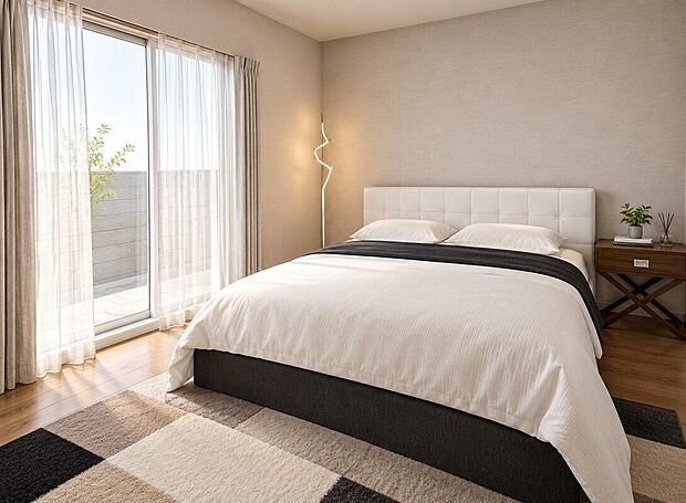 【【イメージパース:洋室7帖】】バルコニーとウォークインクローゼットが同じ部屋に付いており、お洗濯物を取込→収納までがスムーズ!(建物価格2010万円・建物面積92.56m2)※こちらはメージパースのため実際とは異なる場合があります