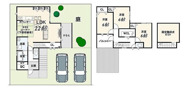 【新築参考プランB】土地・建物合計価格(新築参考プラン)4319万円・土地2099万円・建物2220万円・設計監理費用170万円、外構費用120万円別途要