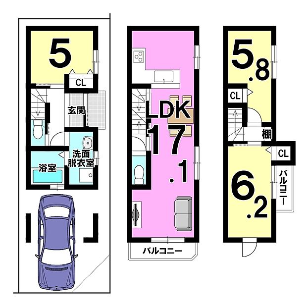 【【新築参考プラン】】建物価格1824万円、建物面積85.91m2