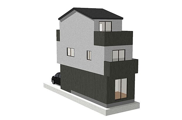 【【完成イメージパース（外観）】】新築参考Bプラン：建物価格1824万円、建物面積97.44ｍ2