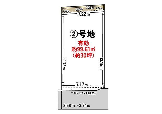 セットバック面積約1.35m2別(法面部13.46m2は有効面積に含む)