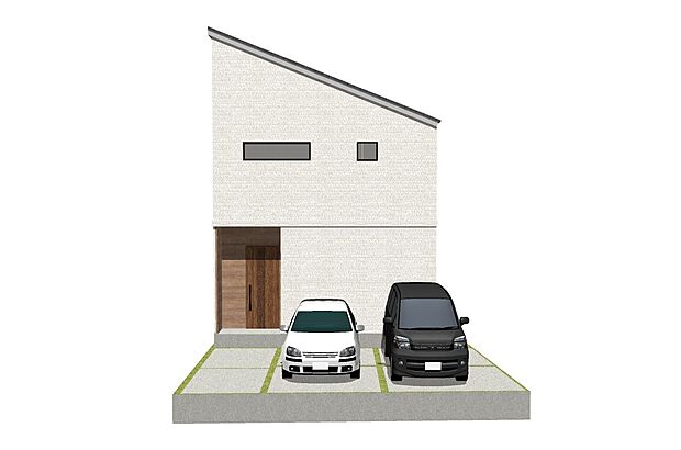 【イメージパース図：外観】
間取り図を基に作成したイメージパース図です。外構など、ご要望ございましたらお客様に合わせて作成いたします