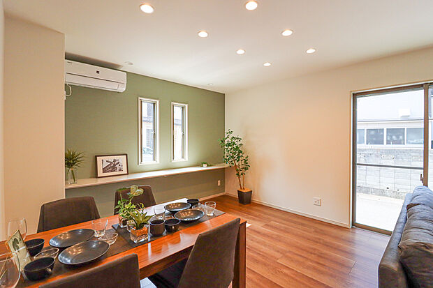 間取り図を基に作成したイメージパース図です。外構など、ご要望ございましたらお客様に合わせて作成いたします(リビング施工例)