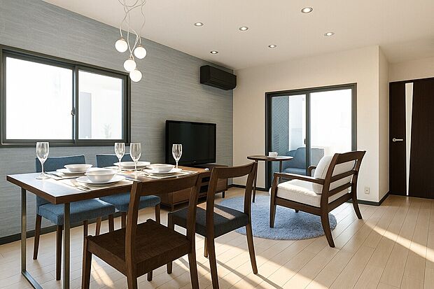 【LDK17.1帖/イメージパース】パース図を使って家具を配置した際の間取りをご説明いたします!家具を置いたらどうなるんだろう?と不安な気持ちも解消できるのがイメージパースの強みです!