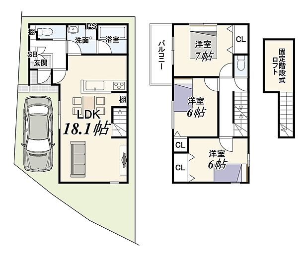 【新築参考プラン】建物価格1899万円、建物面積86.07m2