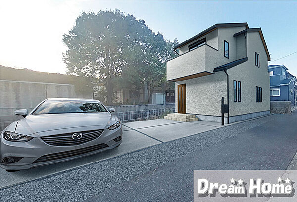 【外観完成イメージパース】
現地＆モデルハウス見学予約受付中！本日、翌日のご見学はお電話がスムーズです。