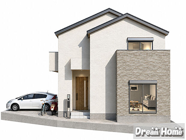 【パース図：外観】「こんなお家に住みたい」を、カタチに。イメージパースで可視化！※イメージパース図のため、実際の色味や材質とは異なる場合がございます。