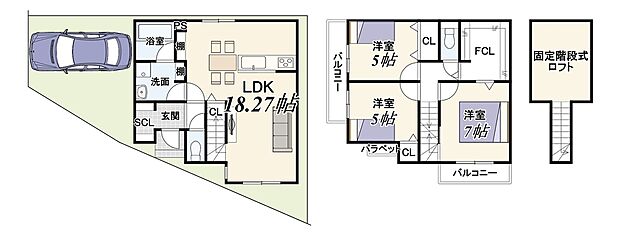 【新築参考プラン】建物面積87.16m2、建物価格1899万円