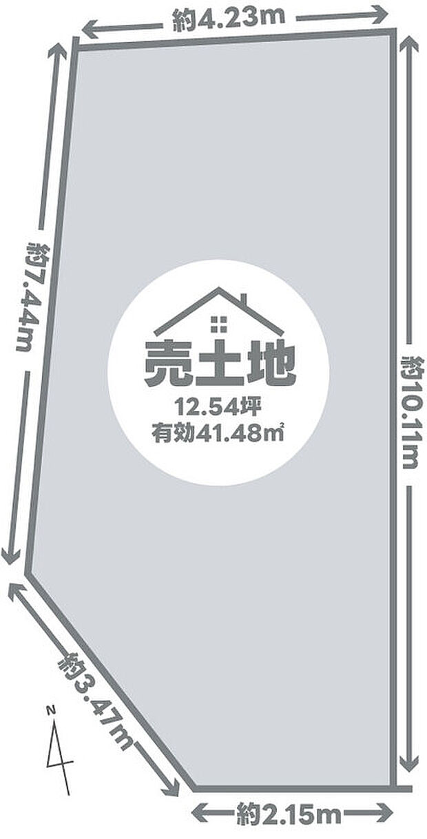 【実測面積41.59m2(12.58坪)/セットバック面積約0.11m2含】 公簿面積42.18m2(12.75坪)
