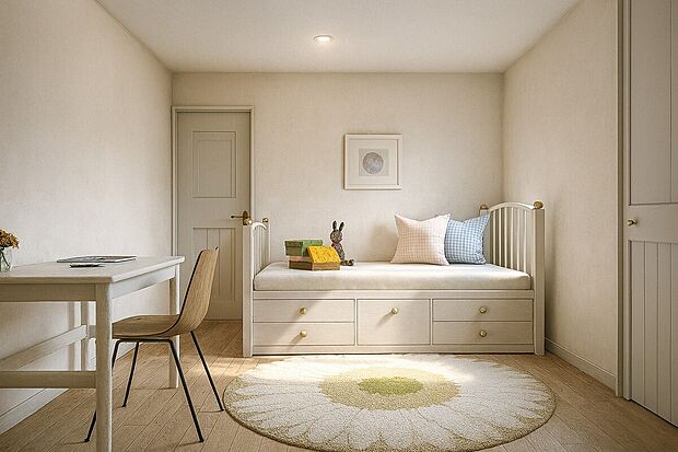 【【イメージパース/2F納戸6帖】】落ち着きがある主寝室や遊び心と可愛らしさが共存した子ども部屋など毎日過ごすプライベートな居室を寛げる空間に。