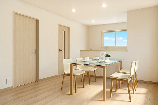 【【リビング/イメージパース】】会話を楽しみながらお料理ができる対面キッチンです!食事の配膳や片付けもラクラクですね♪