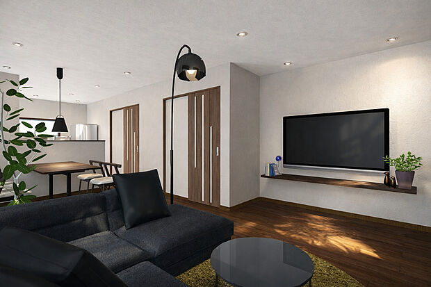 【【２号地：ＬＤＫイメージパース】】人目が気になりにくい２階リビングでプライバシーが守られます。南側からの日差しをたっぷりと取り込んだ明るいリビングに♪