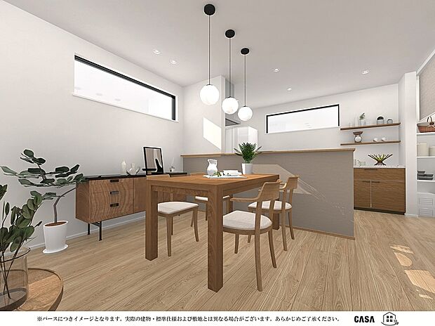 【完成イメージ図】人気のカウンターキッチン。お料理をしながらリビングを見渡せるため、お子様がいるご家庭でも安心です。