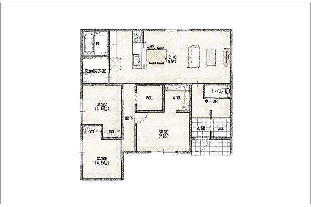 18帖LDKや豊富な収納を備え、家族が快適に暮らせる間取りです。