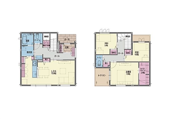 【3LDK＋W】水回りがコンパクトに配置され、家事効率を考えた間取り！主寝室には2.9帖のウォークインクローゼットがあり、お洋服などスッキリと収納することが可能です！
