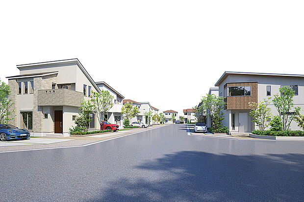 【街並み完成イメージCG】
陽当たりの良い穏やかな地に、全16家族の街が誕生致します!