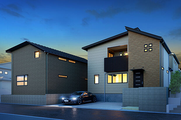 T-4／意匠性の高いサイディングで人目を惹く華やかな外観デザイン。雨で汚れを洗い流す「親水コート」で美さをキープできるから、お手入れの手間も軽減！高断熱＆省エネ性◎な太陽光発電搭載オール電化の住まい。