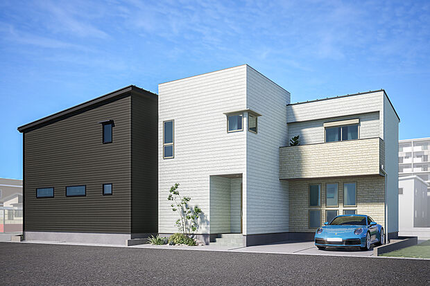 T-1／爽やかな陽光溢れる東向きの住まい。流行にとらわれない、シンプルながら豊かな表情のサイディングがファサードを印象的に彩ります。都心にありながら、ゆとりある住空間が魅力の高性能住宅。