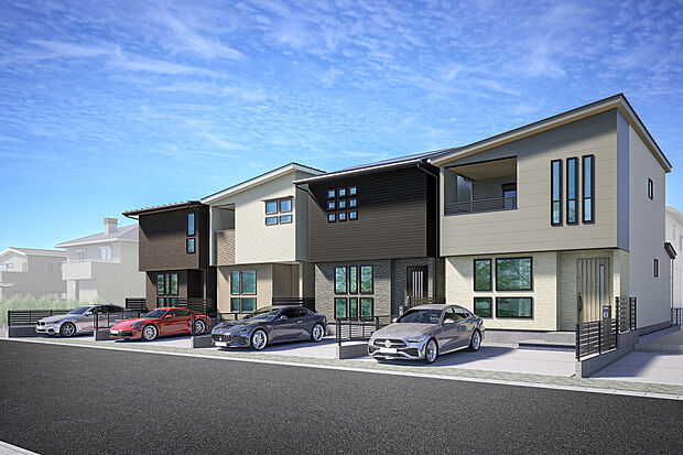 【外観完成予想図】T-1、T-2（申し込み）、T-3、T-4／名古屋方面へのアクセスの良いロケーション。自然豊かな環境と、商業・教区環境が充実な子育て世帯に人気のエリアです。