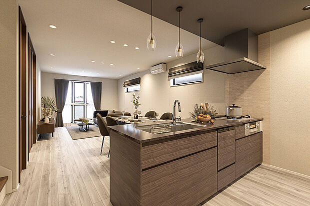 【完成予想図(キッチン)】T-5／美しいデザインが毎日に彩りを添え、最新設備が心と時間にゆとりを生みます。使い勝手もよく、毎日の料理も楽しくなります。