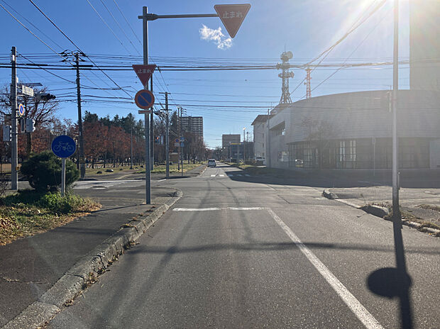 【現地写真】
歩道のある広い公道に面し開放感がございます。駅まではフラットアクセスが可能ですので、自転車やベビーカーでの移動も楽々です。
（2024年11月撮影）