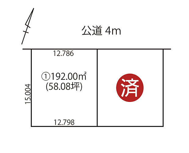 【区画図】
間口の広い整形地。設計の自由度が高まり、採光や通風を確保しやすく、お庭やカースペースも広く取ることができます。