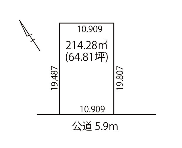 【区画図】
敷地面積を有効に活用した建物が建てやすい整形地。間口も広く、ゆとりのお庭やカースペースもご検討いただけます。