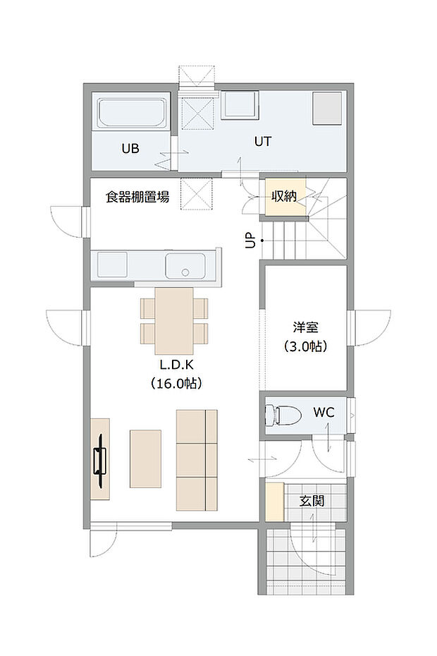 【【建物プラン例】】建物面積：101.87m2
建物価格：2040万円
※杭工事、分水工事、諸費用別途
※設計プランの参考一例であって、当該プランの採用可否は任意です。