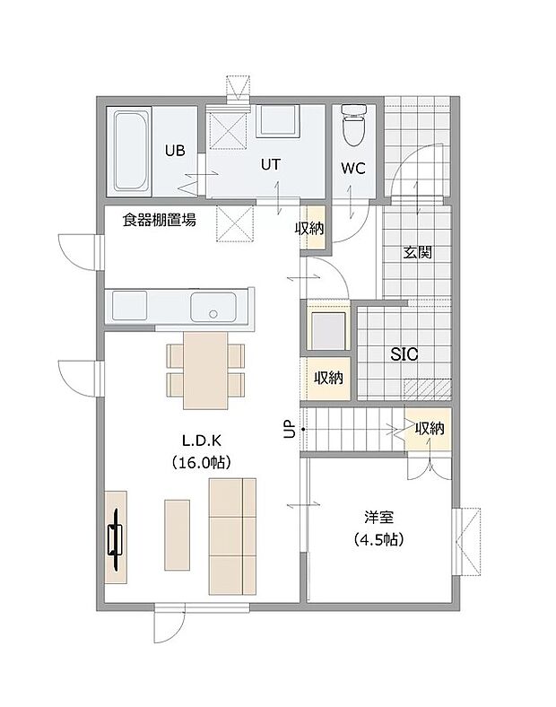 【【建築プラン例】】建物面積：113.46m2
建物価格：2230万円(税込)
※杭工事、分水工事、諸費用別途
※設計プランの参考一例であって、当該プランの採用可否は任意です。